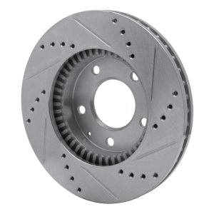 Mazda MPV Brake Rotor (1) - Front Left - R1 Concepts - Drilled & Slotted - Silver - `95-`06